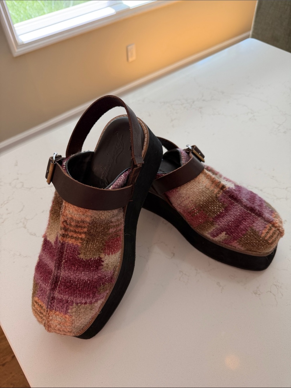 Free People Multicolor Woven Slingback Clogs - Brown Strap - Picture 2 of 8